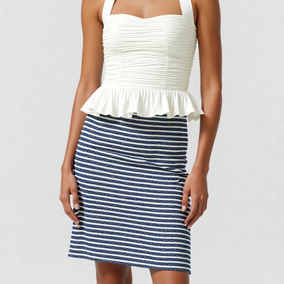 Ann Taylor Dresses & Skirts - Ann Taylor slate blue/ white striped pencil skirt ❤️